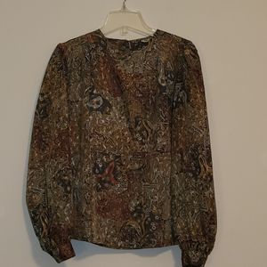 Floral Print Long Sleeves Vintage Blouse Size M